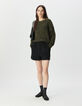 Khaki Damen-Winterpulli Jacquard-Strick Leomuster-1