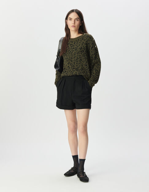Khaki Damen-Winterpulli Jacquard-Strick Leomuster - IKKS