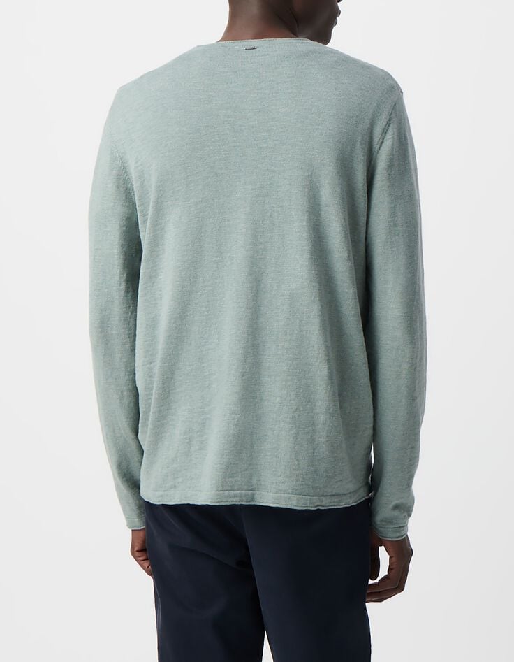 Men&rsquo;s horizon slub knit sweater with rolled edges-3