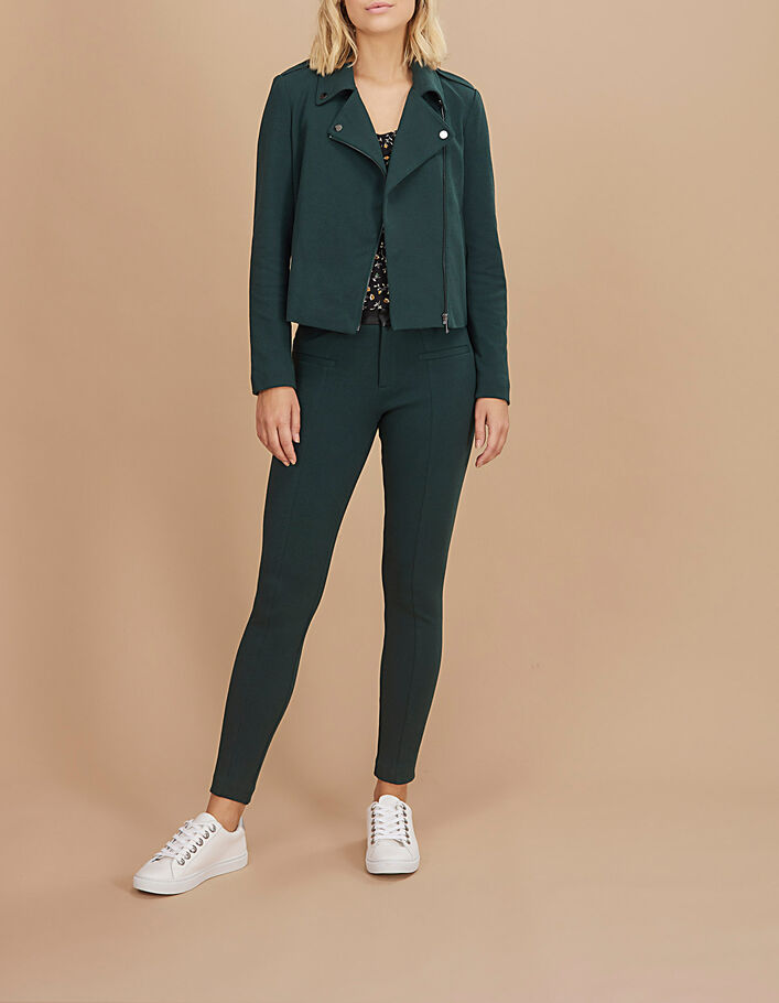 I.Code babery green trousers with faux leather waistband - I.CODE