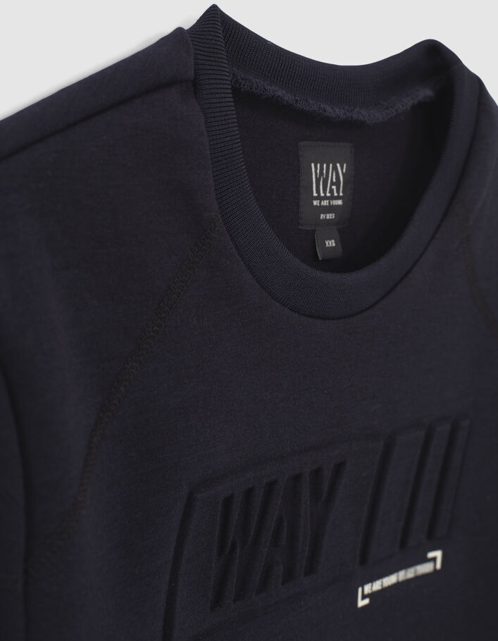 Navy sweatshirt with embossed slogan - IKKS