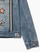 Veste en jean blue bleach à broderies pour fille-7