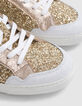 Baskets blanches cuir et paillettes dorées Femme-4