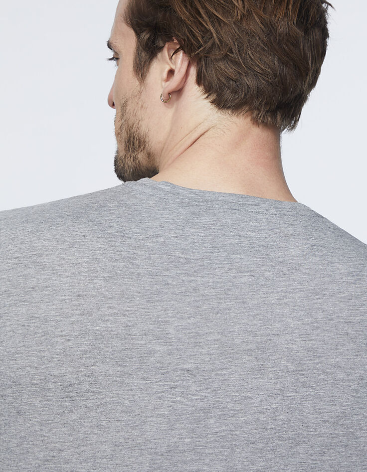 Grau meliertes Herren-T-Shirt Rock&Free mit Laser-5