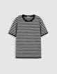 T-shirt marini&egrave;re marine rayures blanches Homme-5