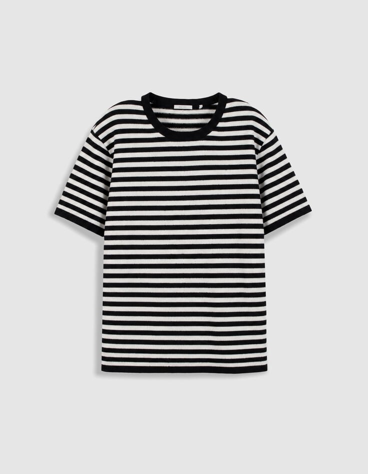 T-shirt marini&egrave;re marine rayures blanches Homme-5