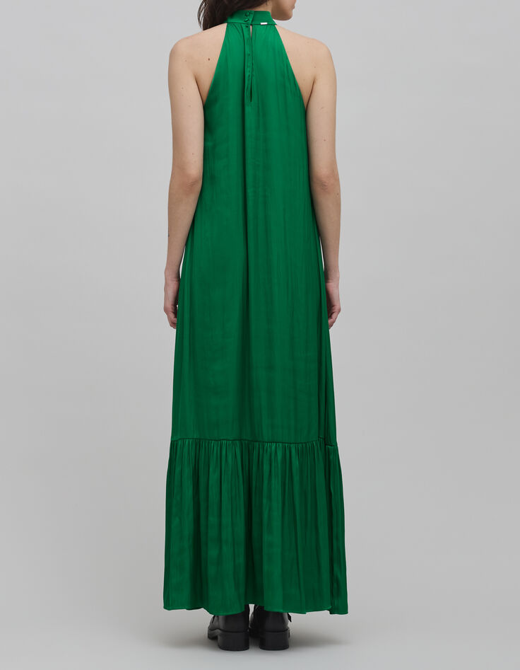 Groene gekreukte jurk van gerecycled polyester armsgaten-2