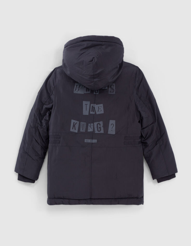 Blauer 2-in-1-Jungenparka mit roter Steppweste mit Karos-3