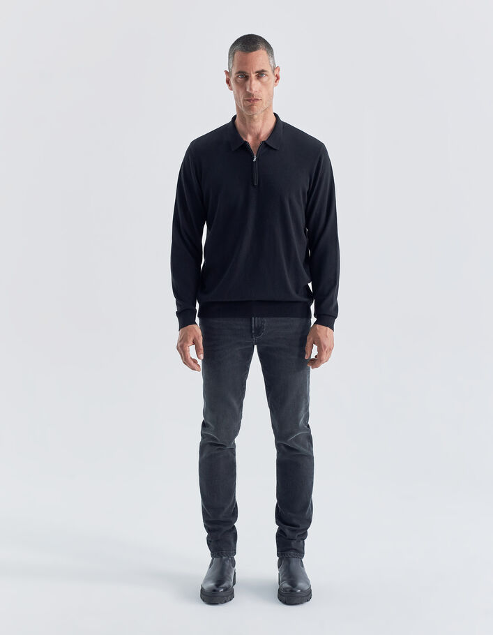 Schwarzes Herrenpoloshirt aus Mischgewebe mit Interlock-7
