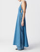 Langes Kleid aus wasserloser Jeans offen Seiten-4