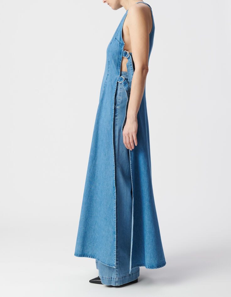 Langes Kleid aus wasserloser Jeans offen Seiten-4 Langes Kleid aus wasserloser Jeans offen Seiten-4