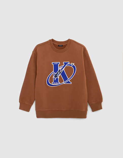 Sudadera maxi camel de niño con logo K-comète bordado - IKKS