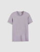Camiseta de cuello redondo lila para hombre-1