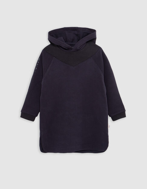 Zwart uitgesneden sweatshirtjurk marine biokatoen meisjes - IKKS