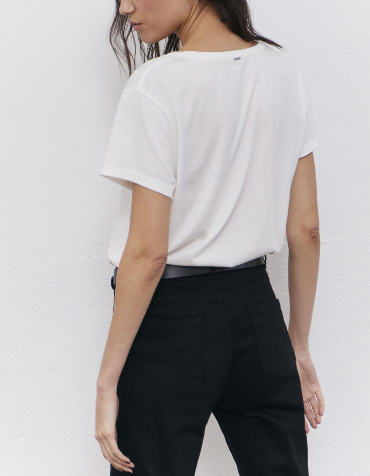 Tee-shirt écru avec message typo délavée femme-2