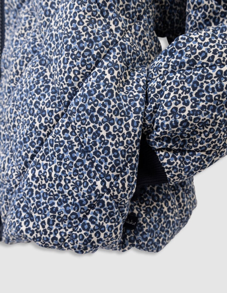 Cárdigan azul marino acolchado leopardo-lazo niña-6