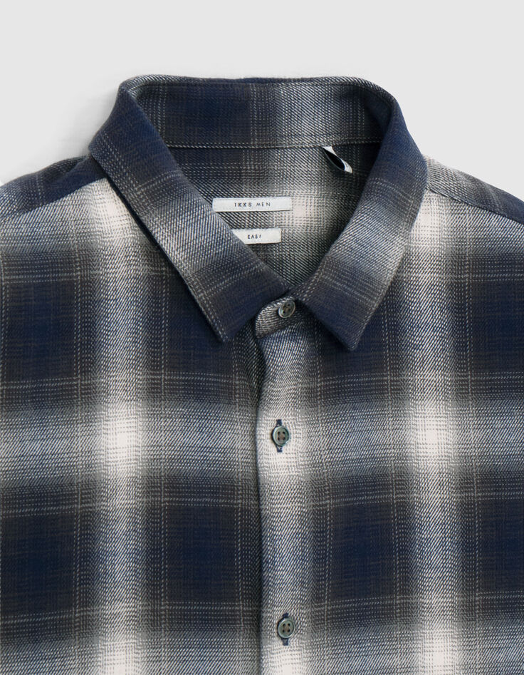 Chemise REGULAR marine motif carreaux Homme-5