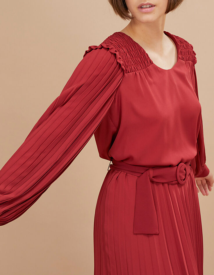 Blusa granate con frunces y pinzas I.Code-2