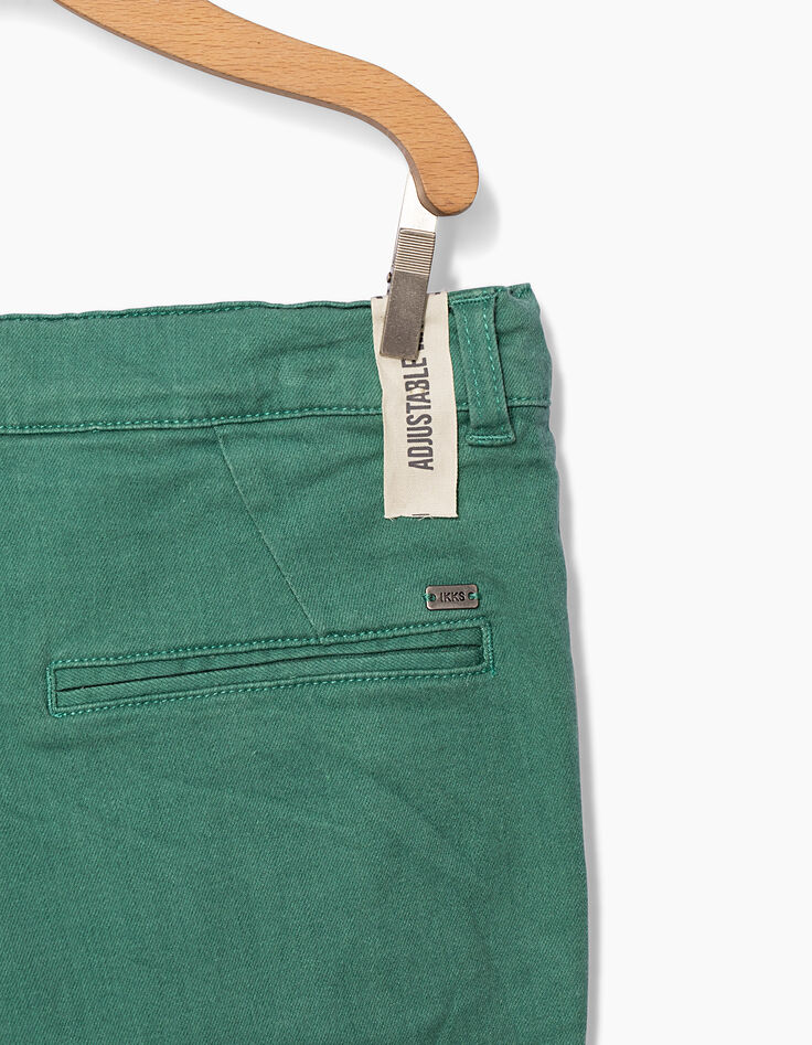 Smaragdgroene chinobroek met gestreepte biezen -5