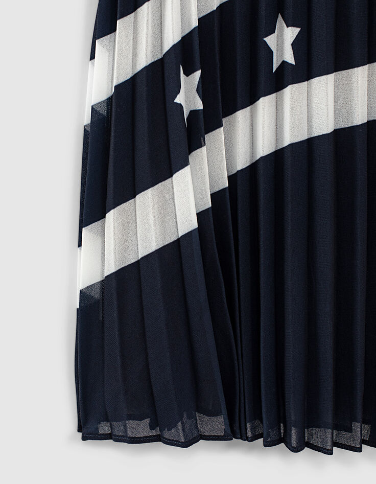 Robe navy plissée à col chemise fille-5