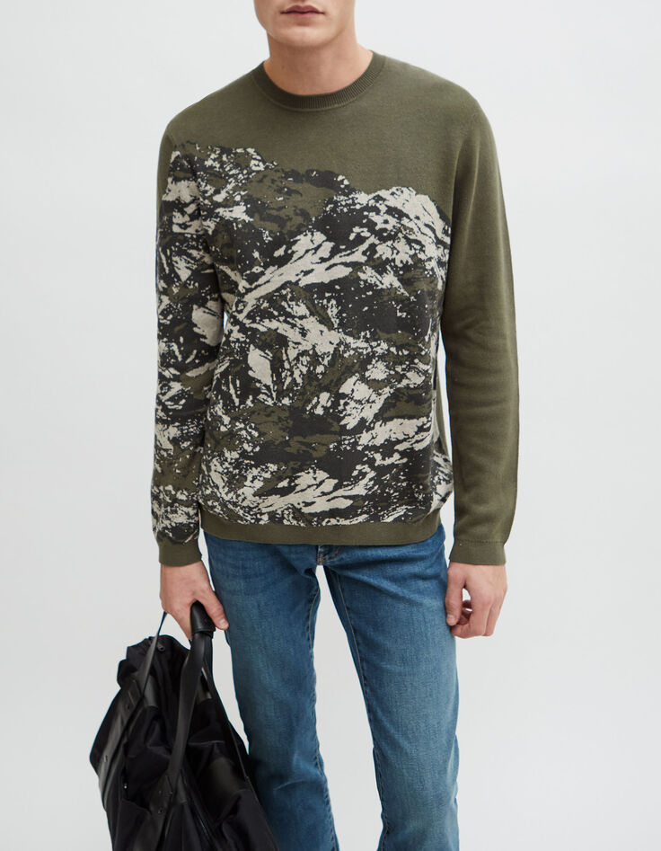 Pull sauge tricot visuel montagne Homme-2 Pull sauge tricot visuel montagne Homme-2