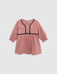 Rosa Kleid Biowolle Blümchen faux-uni Baby Mädchen-3