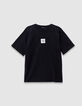 Boys’ black short-sleeved T-shirt with XL slogan on back-5