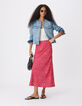 Women's pink polka dot midi skirt-1