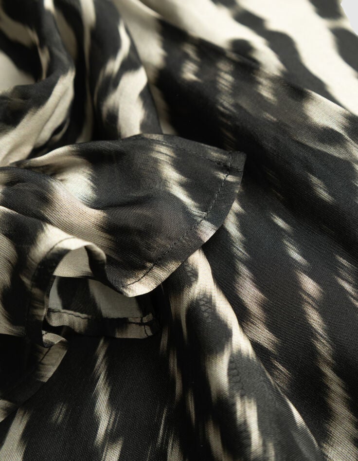 Women’s black voile short dress with zebra print-7 Women’s black voile short dress with zebra print-7