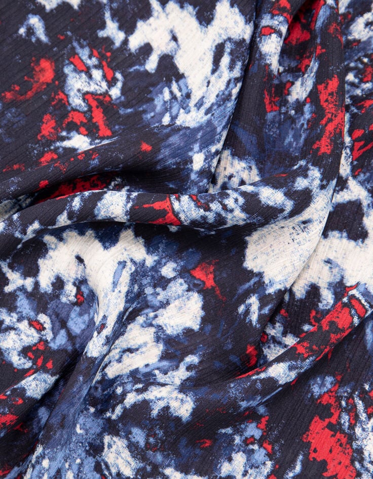 Tee-shirt femme imprim&eacute; fleurs batik marine recycl&eacute;-5