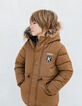 Cognac parka met gevoerde kap jongens -6