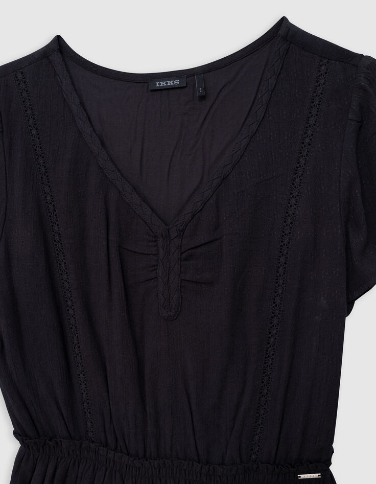 Robe noire jacquard gaufré fille-6