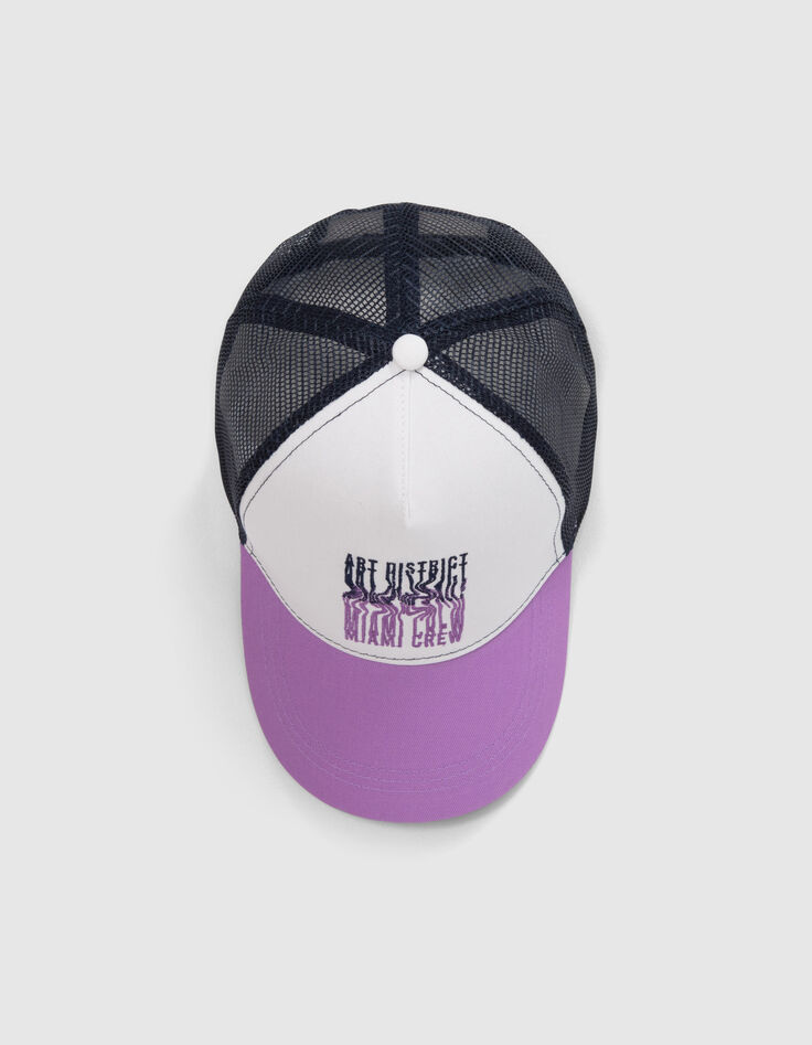 Gorra violeta, blanco, malla azul marino niño-7