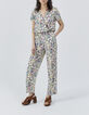 Combinaison pantalon écrue imprimé ikat losanges Femme-1