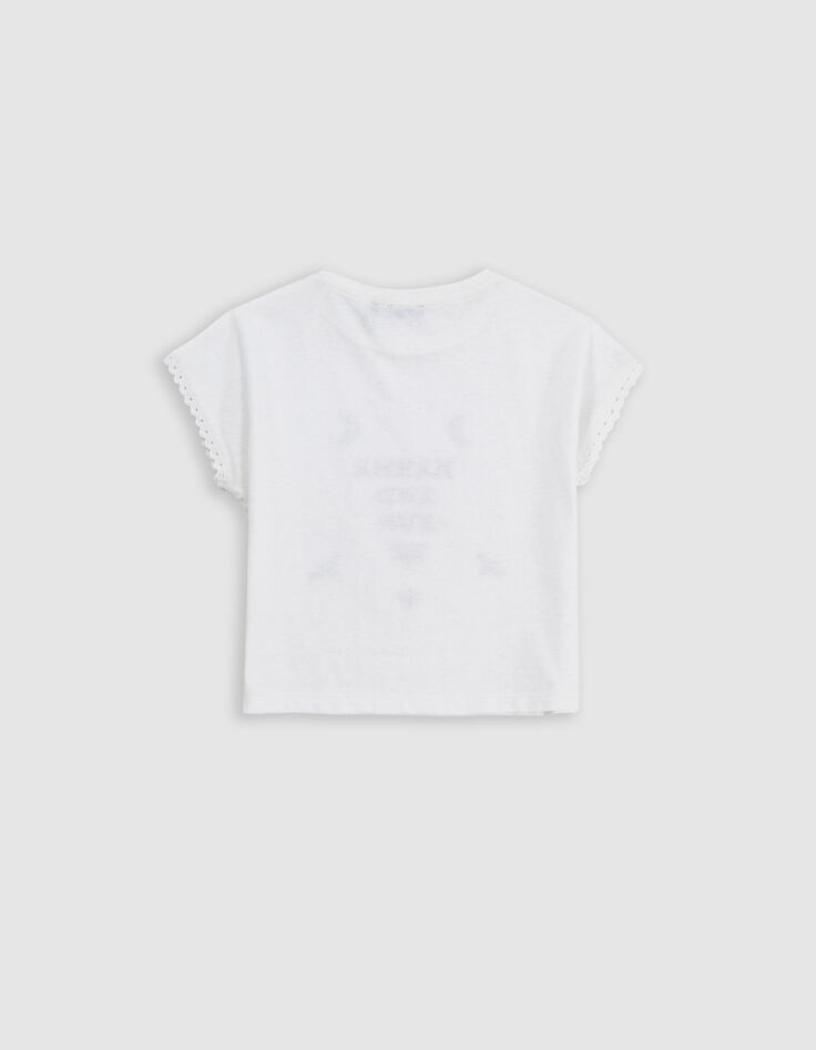 T-shirt blanc coton bio dentelle et broderies fille-4