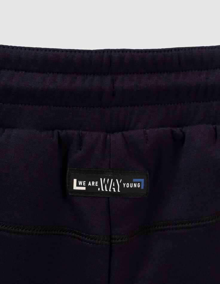 Boys&rsquo; navy techfleece Bermudas, embossed lettering-5