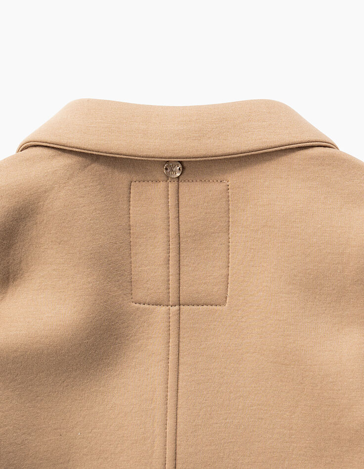 Manteau beige clair à capuche noire amovible fille-7