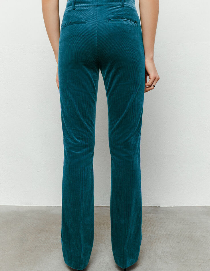 Pantal&oacute;n flare pana azul pizarra mujer-3