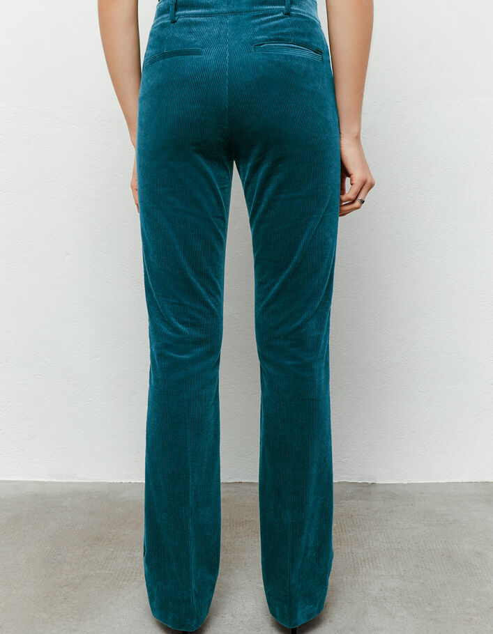 Women’s slate blue corduroy flared trousers - IKKS