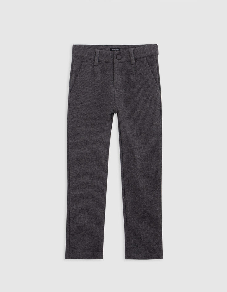 Pantalon CHINO gris maille Ottoman garçon-1 Pantalon CHINO gris maille Ottoman garçon-1