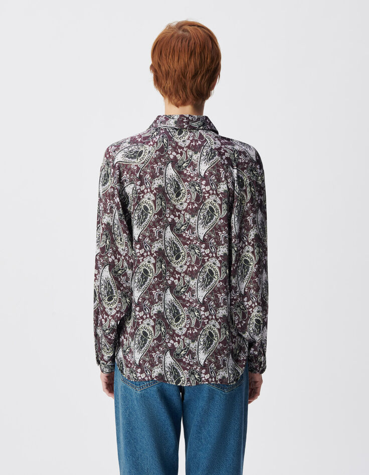 Women's flowing burgundy paisley shirt-4