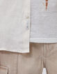 Men&rsquo;s chalk linen REGULAR Mandarin collar shirt-3