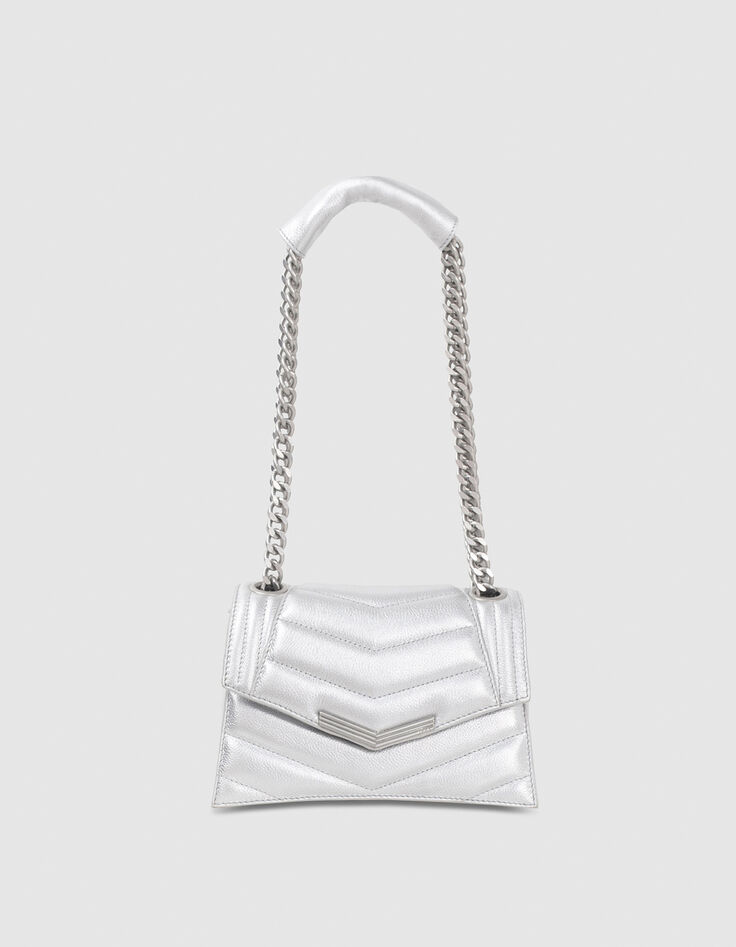 Sac THE 1 glitter argenté cuir métallisé Taille S Femme-1