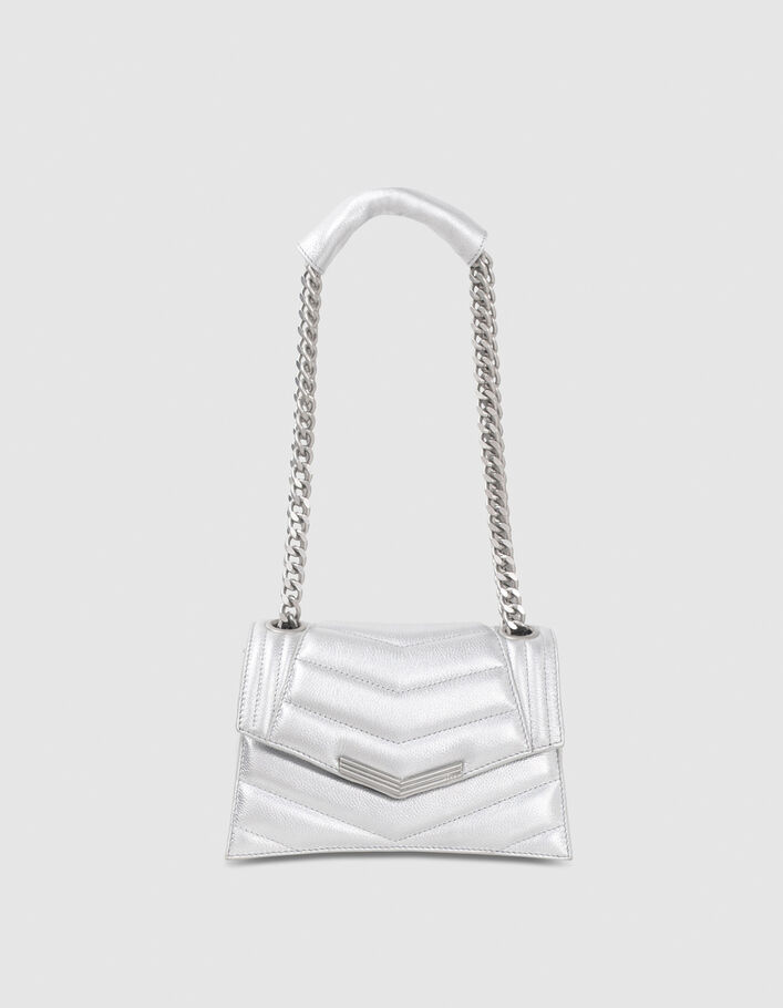 Damentasche THE 1 glitter aus Metallic-Leder in Silver Größe S - IKKS