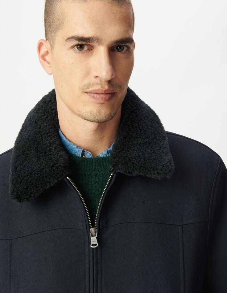 Marineblaue kurze Herren-Fliegerjacke trennbarer Kragen-4 Marineblaue kurze Herren-Fliegerjacke trennbarer Kragen-4