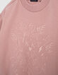 Pink sweatshirt with tone-on-tone embroidery for girls-6