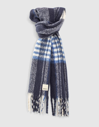 Women’s blue-toned check fluffy scarf - IKKS