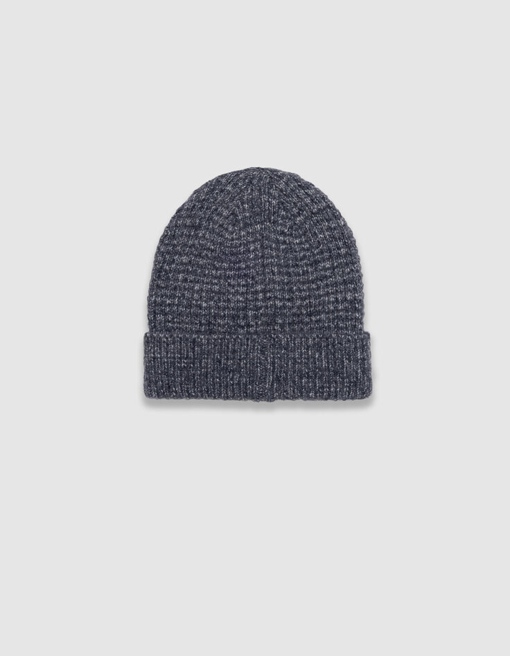 Gorro azul punto acanalado vuelta hombre-3 Gorro azul punto acanalado vuelta hombre-3