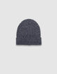 Gorro azul punto acanalado vuelta hombre-3 Gorro azul punto acanalado vuelta hombre-3