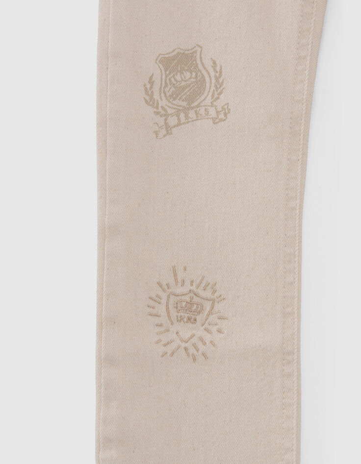 Boys’ beige slim jeans with mixed print and embroidery-6